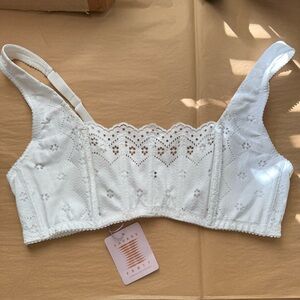 Savage x Fenty Bombshell Broderie Lace White Corset Style Bralette
